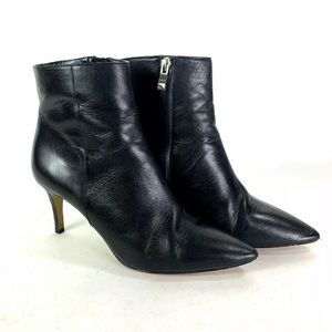 Halogen Stiletto Black Leather Booties